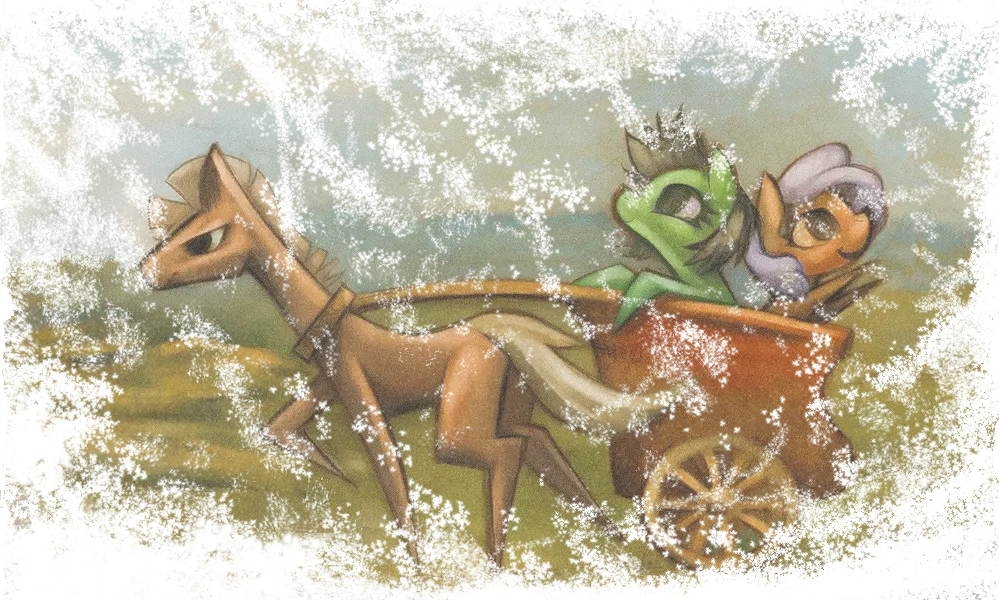 Ponies are parking their charriot